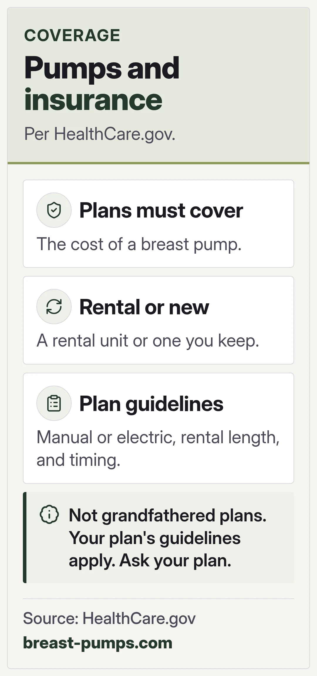 Pumps and insurance. Per HealthCare.gov.