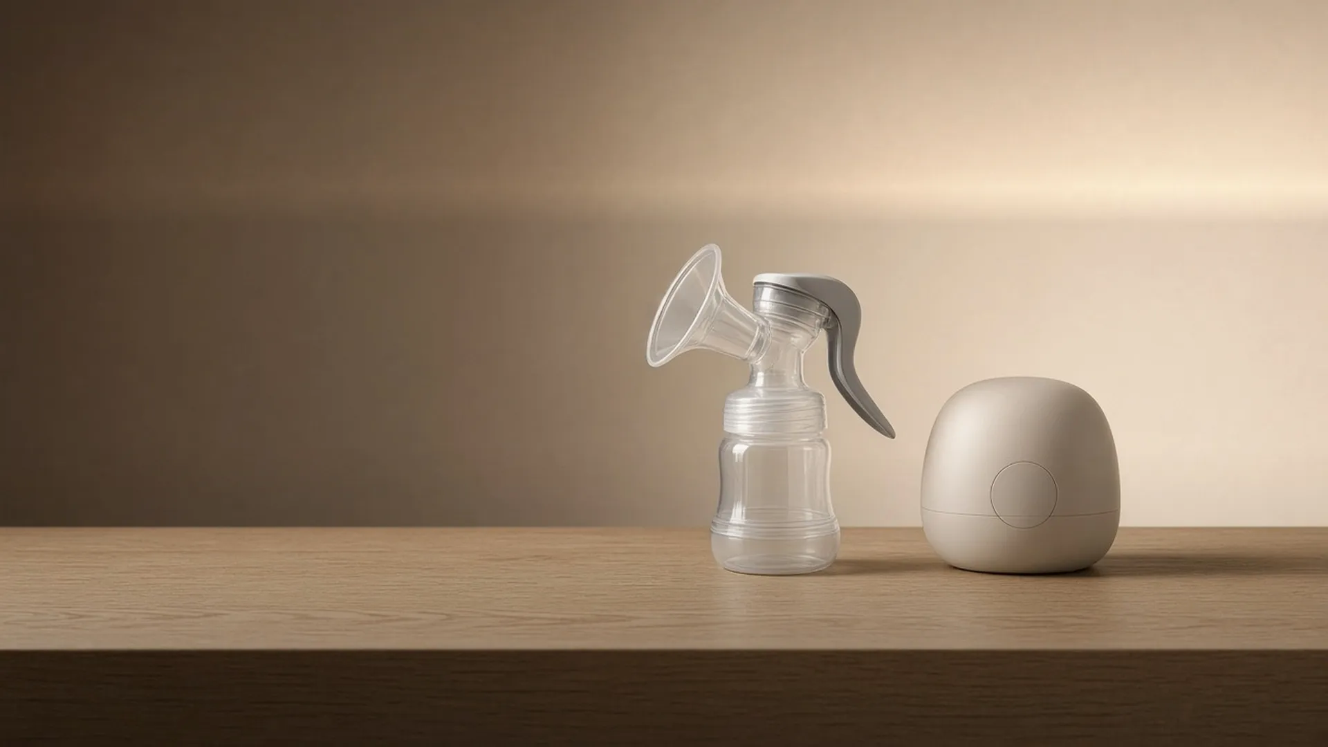 A manual pump and an electric pump side by side on a table